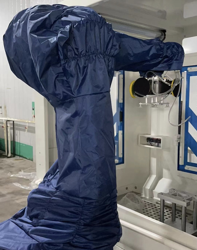 ฝาครอบป้องกันแขนหุ่นยนต์ที่นำกลับมาใช้ใหม่ได้สำหรับ FANUC KUKA ในโรงพ่นทราย