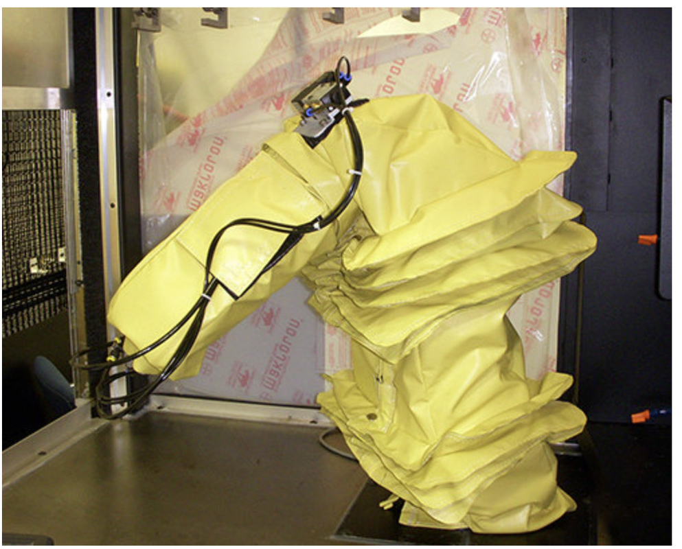หมวกป้องกันหุ่นยนต์อุตสาหกรรม กันน้ํา กันฝุ่น สําหรับ ABB FANUC KUKA YASKAWA UR Zipper Velcro